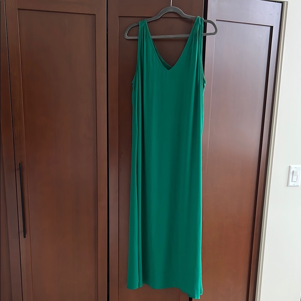 J. Crew Green Maxi Dress Sleeveless V-Neck